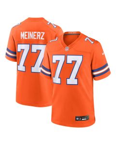 Men’s Denver Broncos Quinn Meinerz Orange Mile High Collection 1977 Throwback Player Game Jersey