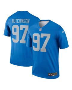 Men’s Detroit Lions Aidan Hutchinson Blue Alternate Legend Player Performance Top