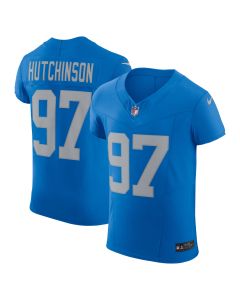 Men’s Detroit Lions Aidan Hutchinson Blue Alternate Vapor F.U.S.E. Elite Jersey