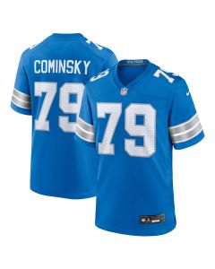 Men’s Detroit Lions John Cominsky Blue Team Game Jersey