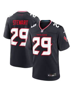 Men’s Houston Texans M.J. Stewart Navy Team Game Jersey