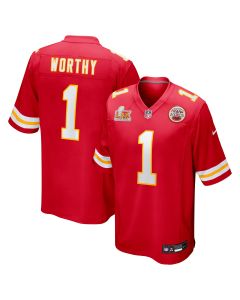 Men’s Kansas City Chiefs Xavier Worthy Red Super Bowl LIX Game Jersey