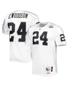 Men’s Las Vegas Raiders 2002 Charles Woodson Mitchell & Ness White Throwback Retired Player Jersey