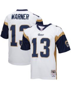 Men’s Los Angeles Rams Kurt Warner Mitchell & Ness White Big & Tall 2001 Retired Player Jersey