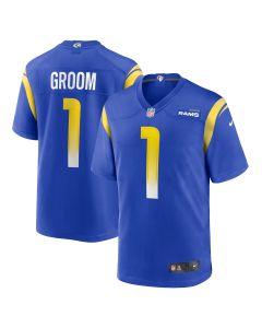 Men’s Los Angeles Rams Number 1 Groom Royal Game Jersey