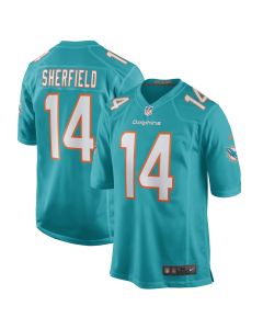 Men’s Miami Dolphins Trent Sherfield Aqua Game Player Jersey
