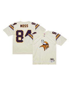 Men’s Minnesota Vikings Randy Moss Mitchell & Ness Cream Chainstitch Legacy Jersey