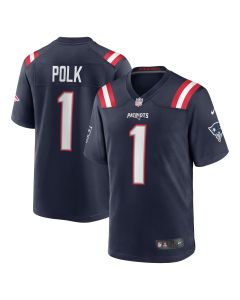 Men’s New England Patriots Ja’Lynn Polk Navy Team Game Jersey