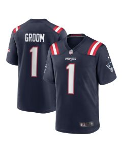Men’s New England Patriots Number 1 Groom Navy Game Jersey