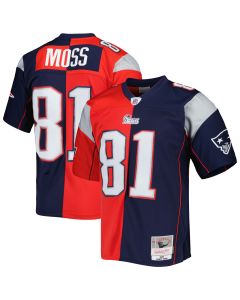 Men’s New England Patriots Randy Moss Mitchell & Ness Navy/Red 2007 Split Legacy Jersey