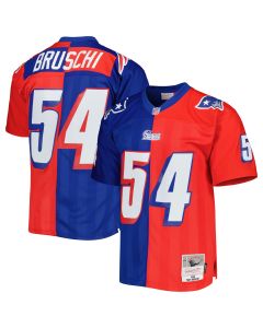 Men’s New England Patriots Tedy Bruschi Mitchell & Ness Royal/Red 1996 Split Legacy Jersey