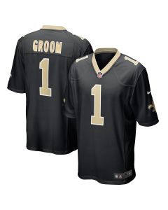 Men’s New Orleans Saints Number 1 Groom Black Game Jersey