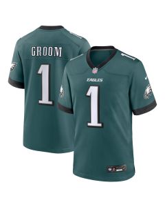 Men’s Philadelphia Eagles Number 1 Groom Midnight Green Game Jersey