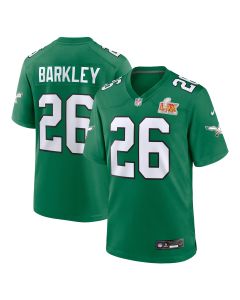 Men’s Philadelphia Eagles Saquon Barkley Kelly Green Super Bowl LIX 2nd Alternate Game Jersey