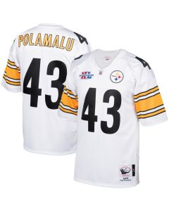 Men’s Pittsburgh Steelers 2005 Troy Polamalu Mitchell & Ness White Throwback Retired Player Jersey