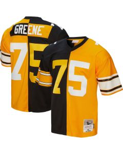 Men’s Pittsburgh Steelers Joe Greene Mitchell & Ness Black/Gold 1976 Split Legacy Jersey