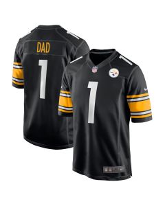 Men’s Pittsburgh Steelers Number 1 Dad Black Game Jersey
