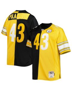 Men’s Pittsburgh Steelers Troy Polamalu Mitchell & Ness Black/Gold Big & Tall Split Legacy Retired Player Jersey
