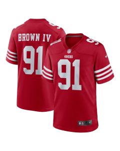 Men’s San Francisco 49ers Earnest Brown IV Scarlet Team Game Jersey