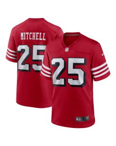 Men’s San Francisco 49ers Elijah Mitchell Scarlet Alternate Team Game Jersey