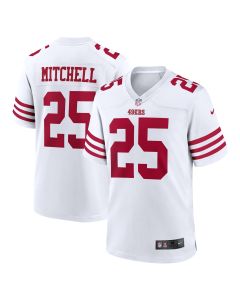 Men’s San Francisco 49ers Elijah Mitchell White Player Game Jersey