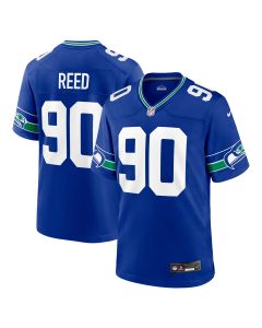 Men’s Seattle Seahawks Jarran Reed Royal Throwback Player Game Jersey