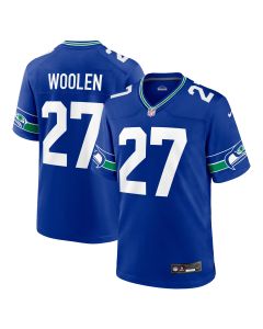 Men’s Seattle Seahawks Tariq Woolen Royal Throwback Player Game Jersey