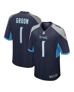 Men’s Tennessee Titans Number 1 Groom Navy Game Jersey