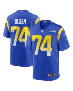 Merlin Olsen 74 Los Angeles Rams Men Game Retired Jersey – Royal