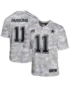 Micah Parsons 11 Dallas Cowboys 2024 Salute to Service Game YOUTH Jersey – Arctic Camo