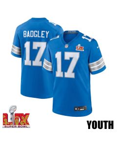 Michael Badgley #17 Detroit Lions Super Bowl LIX YOUTH Jersey – Blue
