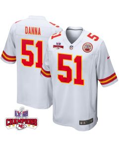 Mike Danna 51 Kansas City Chiefs Super Bowl LVIII Champions 4 Stars Patch Game Men Jersey – White