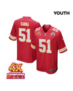 Mike Danna 51 Kansas City Chiefs Super Bowl LVIII Champions 4X Game YOUTH Jersey – Red