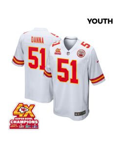 Mike Danna 51 Kansas City Chiefs Super Bowl LVIII Champions 4X Game YOUTH Jersey – White