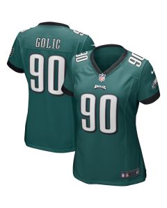 Mike Golic 90 Philadelphia Eagles Women Game Retired Jersey – Midnight Green