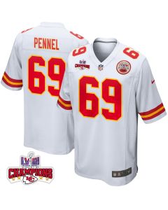 Mike Pennel 69 Kansas City Chiefs Super Bowl LVIII Champions 4 Stars Patch Game Men Jersey – White