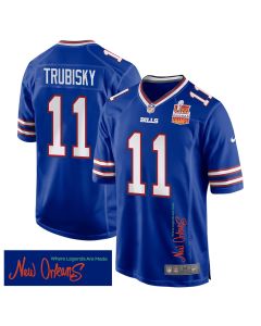 Mitchell Trubisky 11 Buffalo Bills Super Bowl LIX Champions Patch ‘New Orleans – Where Legends Are Made’ EMBROIDERED Game Men Jersey – Royal