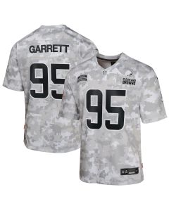 Myles Garrett 95 Cleveland Browns 2024 Salute to Service Game YOUTH Jersey – Arctic Camo