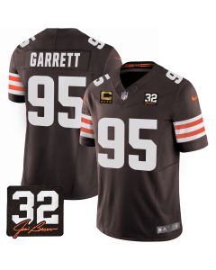 Myles Garrett 95 Cleveland Browns Jim Brown Memorial Patch Game Men Jersey – Brown