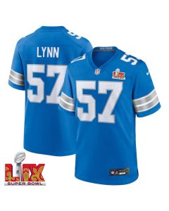 Nate Lynn #57 Detroit Lions Super Bowl LIX Jersey – Men’s – Blue