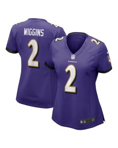 Nate Wiggins 2 Baltimore Ravens Women’s Game Jersey – Purple
