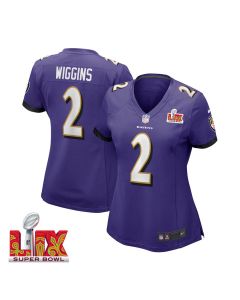 Nate Wiggins #2 Baltimore Ravens Super Bowl LIX Women’s Jersey – Purple