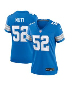 Netane Muti 52 Detroit Lions Women’s Game Jersey – Blue