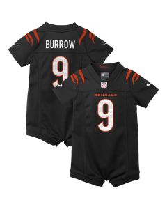 Newborn & Infant Cincinnati Bengals Joe Burrow Black Game Romper Jersey