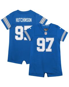 Newborn & Infant Detroit Lions Aidan Hutchinson Blue Game Romper Jersey