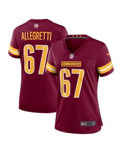 Nick Allegretti 67 Washington Commanders Women’s Game Jersey – Burgundy