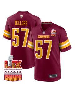 Nick Bellore 57 Washington Commanders Super Bowl LIX Champions Patch Game Men Jersey – Burgundy