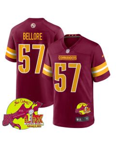 Nick Bellore 57 Washington Commanders Super Bowl LIX New Orleans Patch Game Men Jersey – Burgundy