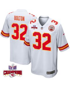 Nick Bolton 32 Kansas City Chiefs Super Bowl LVIII Champions 4 Stars Patch Game Men Jersey – White