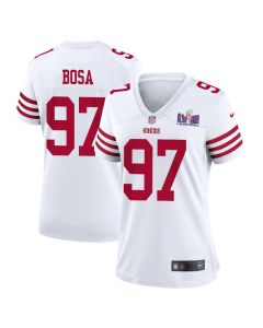 Nick Bosa 97 San Francisco 49ers Super Bowl LVIII Patch Game Women Jersey – White